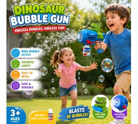 Kids Bubble Gun with Music & Sound Effects – Leak-Proof, Powerful Bubble Blower with Solution | Perfect Outdoor Toy for Boys & Girls – Blue