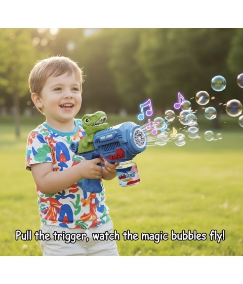 Kids Bubble Gun with Music & Sound Effects – Leak-Proof, Powerful Bubble Blower with Solution | Perfect Outdoor Toy for Boys & Girls – Blue