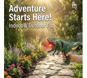 Roaring Dinosaur Toy for Kids with LED Light-Up Mouth – Rotating & Swinging Head, Tail Movement, Realistic Action-Multicolor