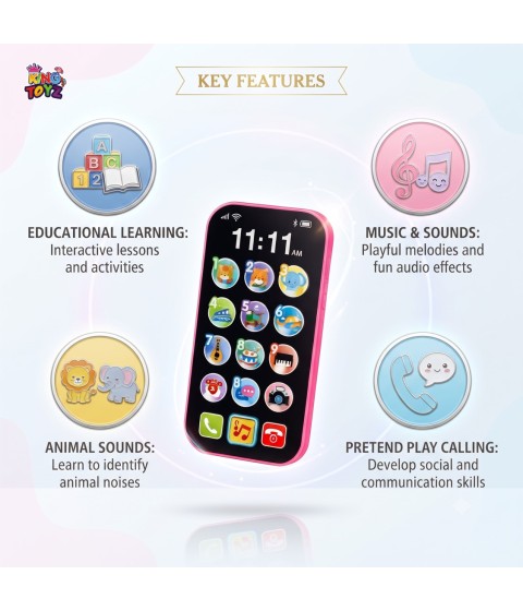 KINGTOYZ Kids Musical Touch Screen Phone Toy with Interactive Sounds