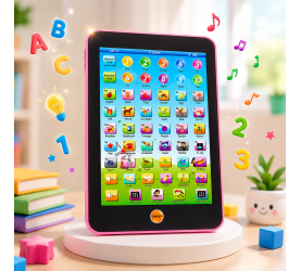 KINGTOYZ Educational Learning Tablet Toy for Kids with Music, ABC Learning, Numbers, Alphabets, Words, & Interactive Sound | Battery Operated Preschool Educational Toy for Boys & Girls 3+ Years