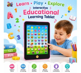 KINGTOYZ Educational Learning Tablet Toy for Kids with Music, ABC Learning, Numbers, Alphabets, Words, & Interactive Sound | Battery Operated Preschool Educational Toy for Boys & Girls 3+ Years