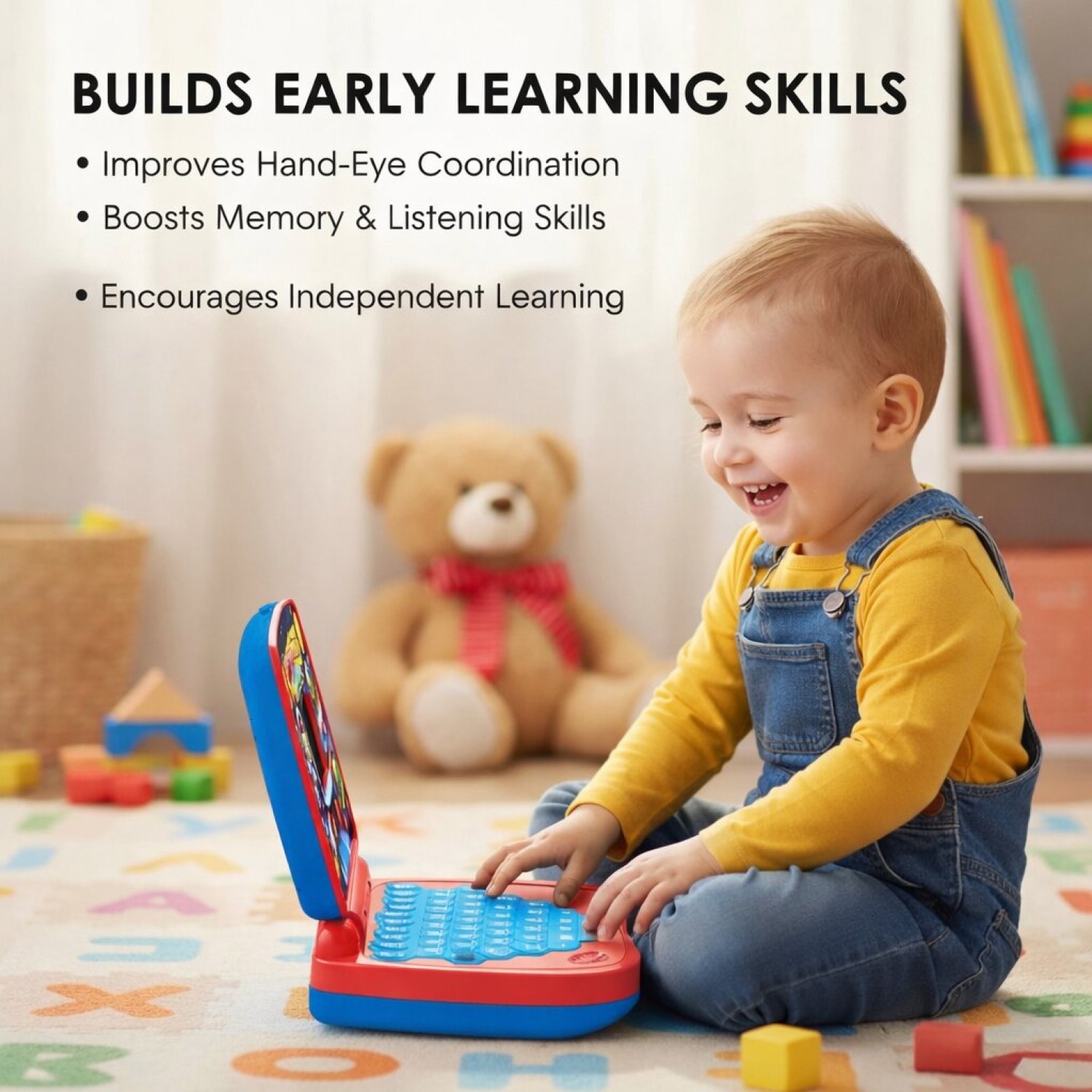 Battery Operated Educational Learning Laptop Toy with LED Display and Music Effect | Babies/Boys/Toddlers