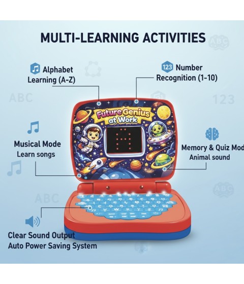 Battery Operated Educational Learning Laptop Toy with LED Display and Music Effect | Babies/Boys/Toddlers