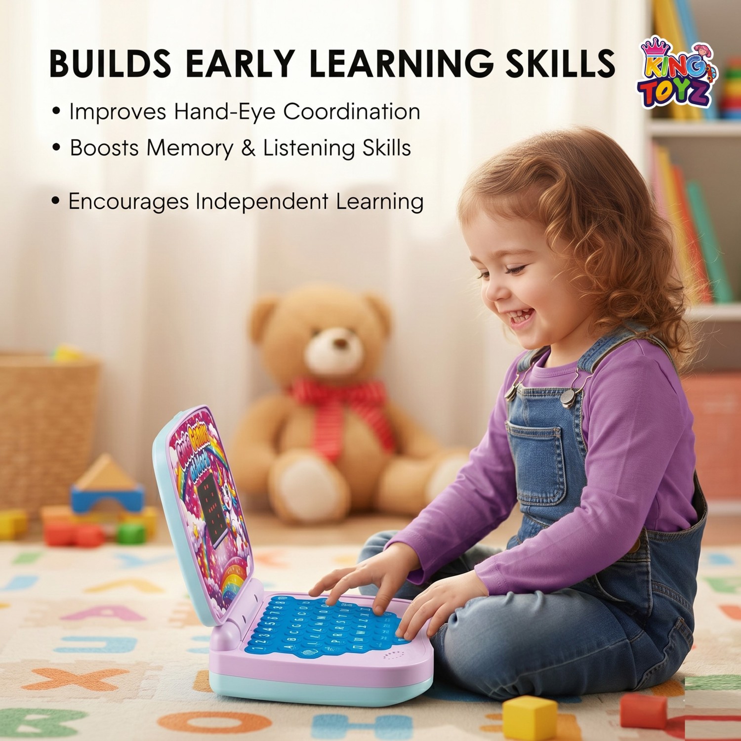Battery Operated Educational Learning Laptop Toy with LED Display and Music Effect | Babies/Boys/Toddlers