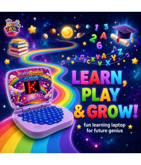 Battery Operated Educational Learning Laptop Toy with LED Display and Music Effect | Babies/Boys/Toddlers