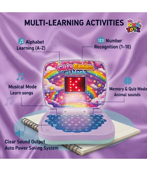 Battery Operated Educational Learning Laptop Toy with LED Display and Music Effect | Babies/Boys/Toddlers