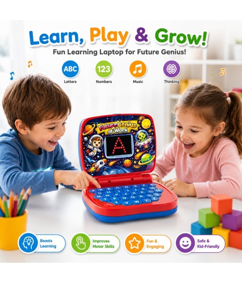 Battery Operated Educational Learning Laptop Toy with LED Display and Music Effect | Babies/Boys/Toddlers