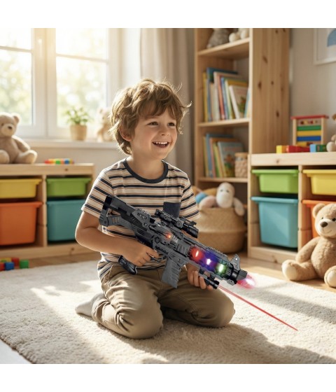 Battery Operated 3D Projection Strike Toy Gun with Vibrant Light & Sound Effects for Kids/Gifts/Toddlers