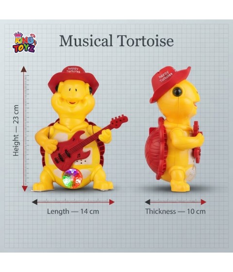 KINGTOYZ Musical Dancing Tortoise Toy with Guitar & LED Lights for Kids