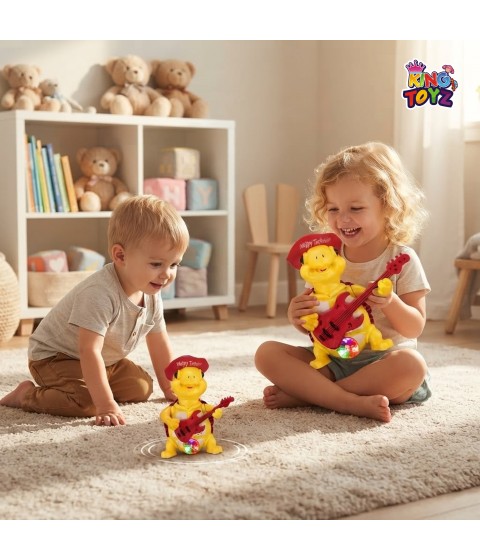 KINGTOYZ Musical Dancing Tortoise Toy with Guitar & LED Lights for Kids