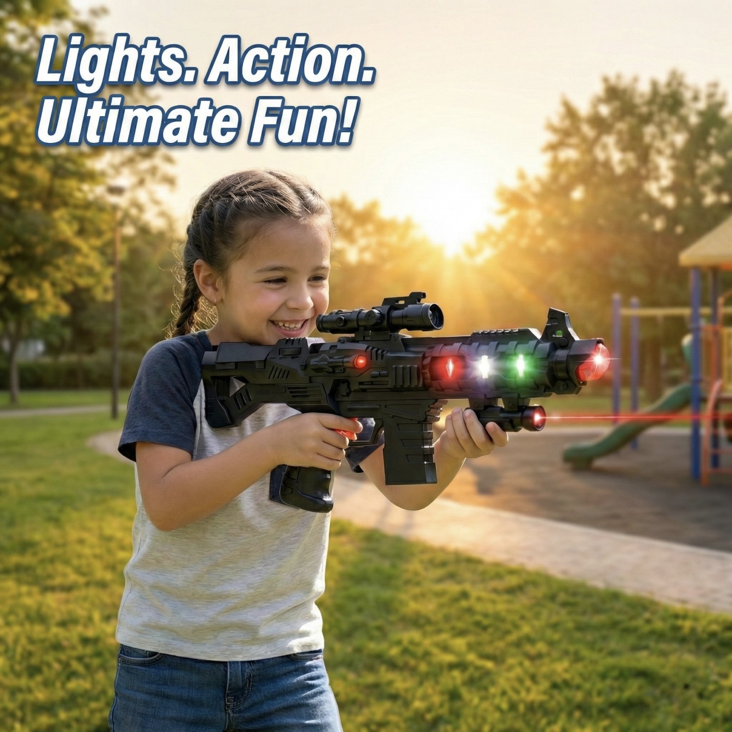 Battery Operated 3D Projection Strike Toy Gun with Vibrant Light & Sound Effects for Kids/Gifts/Toddlers