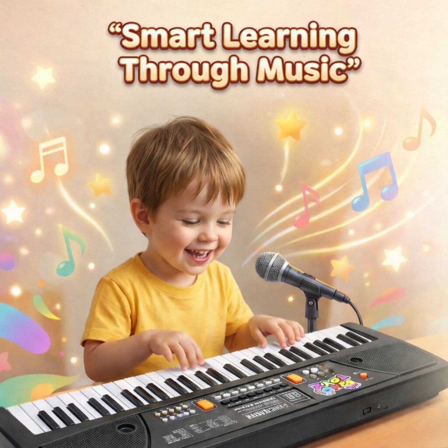 61-Key Electronic Piano Keyboard with Microphone & Speaker| 16 Tones, 10 Rhythms, 8 Percussions, Demo Modes & Song Recording | USB Powered Digital Piano for Kids (Black)