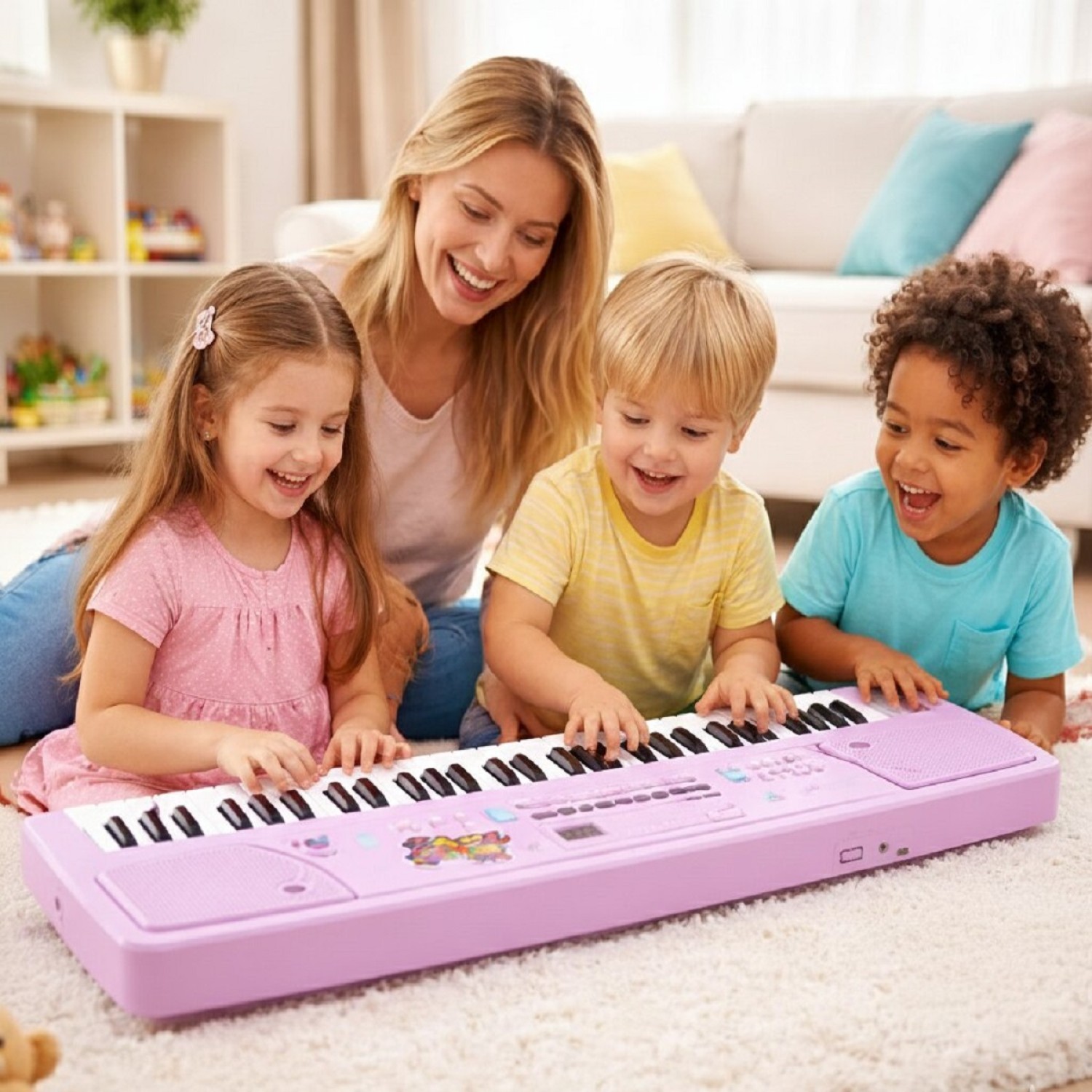 61-Key Electronic Piano Keyboard with Microphone & Speaker| 16 Tones, 10 Rhythms, 8 Percussions, Demo Modes & Song Recording | USB Powered Digital Piano for Kids (Purple)