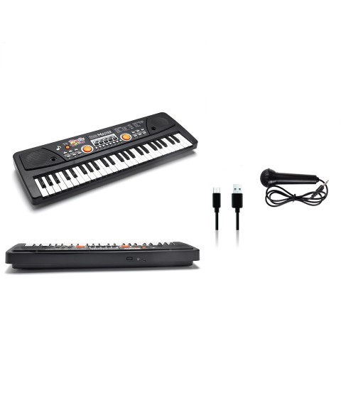 49-Key Electronic Keyboard Piano with Microphone | Portable Digital Piano for Kids & Beginners | Includes Rhythms, Tones & Learning Features | Ideal for Practice & Gifting (Black)
