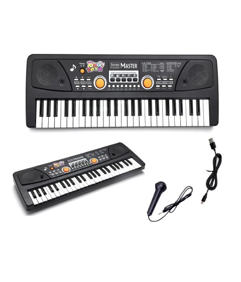 49-Key Electronic Keyboard Piano with Microphone | Portable Digital Piano for Kids & Beginners | Includes Rhythms, Tones & Learning Features | Ideal for Practice & Gifting (Black)