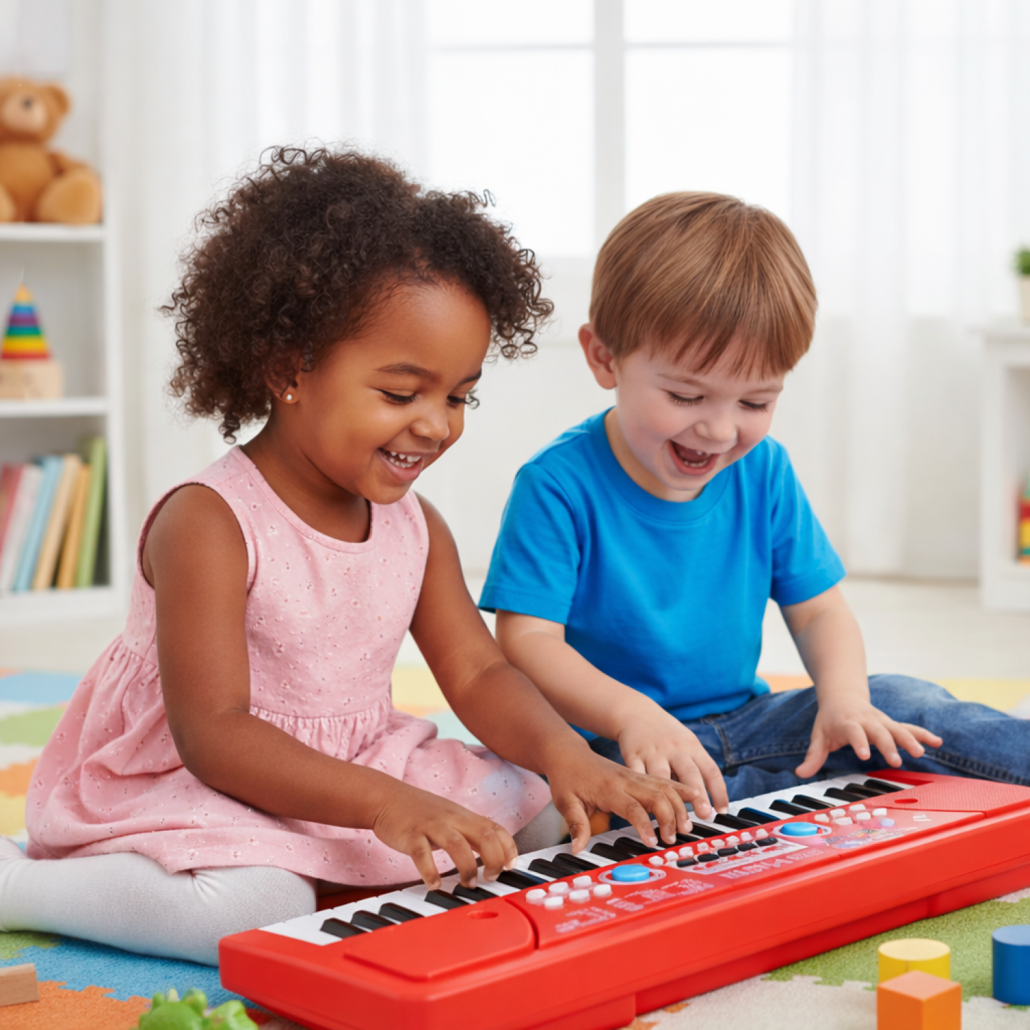 49-Key Electronic Keyboard Piano with Microphone | Portable Digital Piano for Kids & Beginners | Includes Rhythms, Tones & Learning Features | Ideal for Practice & Gifting (Red)
