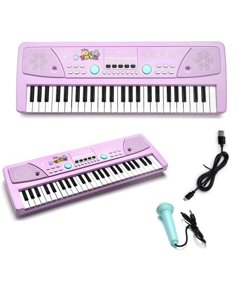 49-Key Electronic Keyboard Piano with Microphone | Portable Digital Piano for Kids & Beginners | Includes Rhythms, Tones & Learning Features | Ideal for Practice & Gifting (Purple)