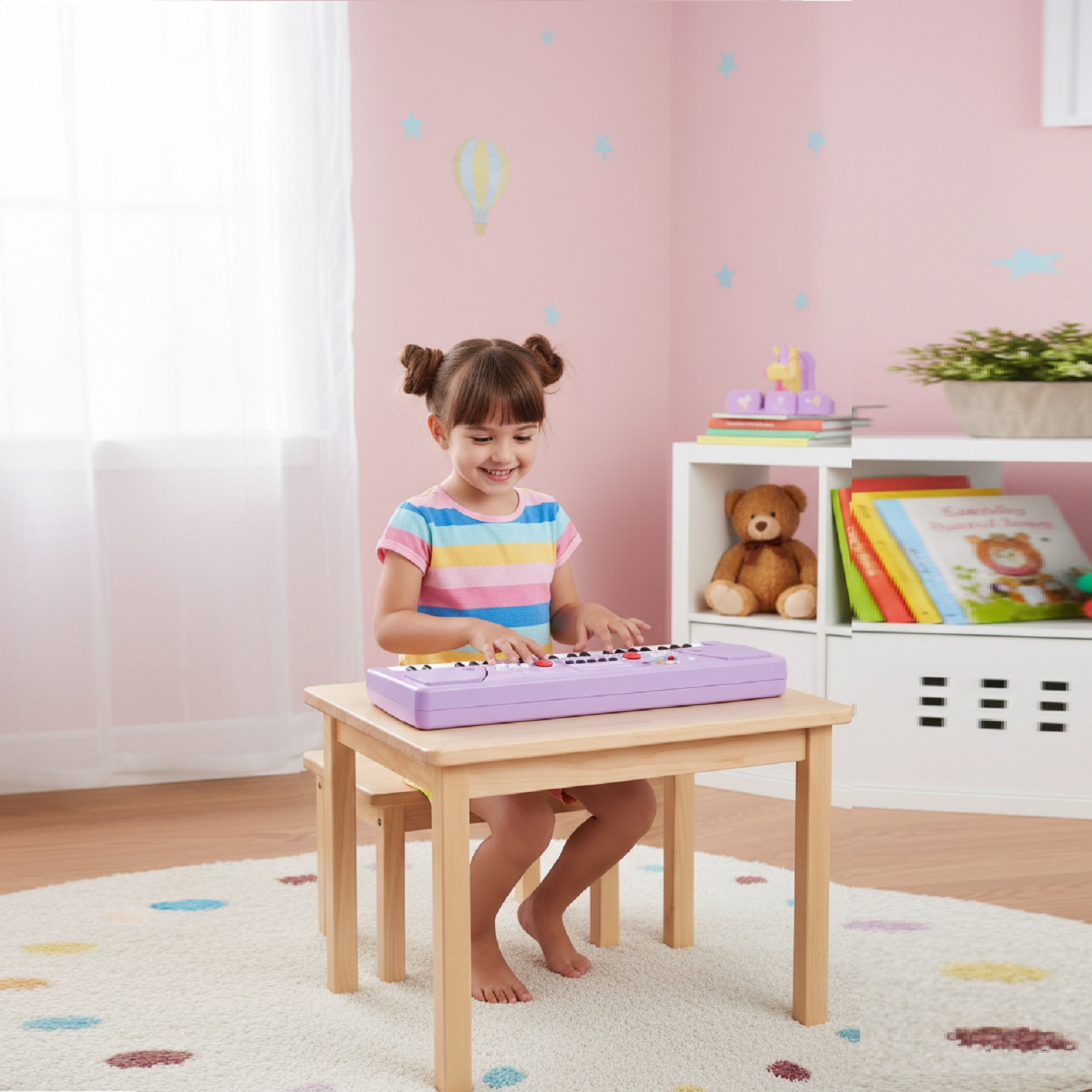 49-Key Electronic Keyboard Piano with Microphone | Portable Digital Piano for Kids & Beginners | Includes Rhythms, Tones & Learning Features | Ideal for Practice & Gifting (Purple)