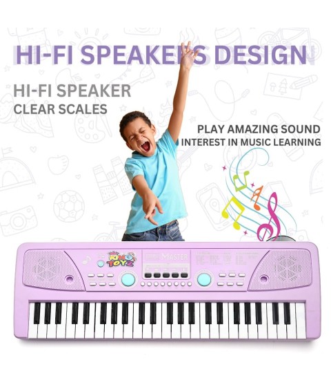 49-Key Electronic Keyboard Piano with Microphone | Portable Digital Piano for Kids & Beginners | Includes Rhythms, Tones & Learning Features | Ideal for Practice & Gifting (Purple)