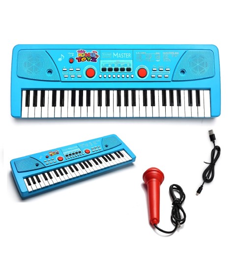 49-Key Electronic Keyboard Piano with Microphone | Portable Digital Piano for Kids & Beginners | Includes Rhythms, Tones & Learning Features | Ideal for Practice & Gifting (Sky Blue)