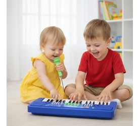 37-Key Electronic Keyboard Piano with Microphone | Portable Digital Piano for Kids & Beginners | Includes Rhythms, Tones & Learning Features | Ideal for Practice & Gifting (Blue)