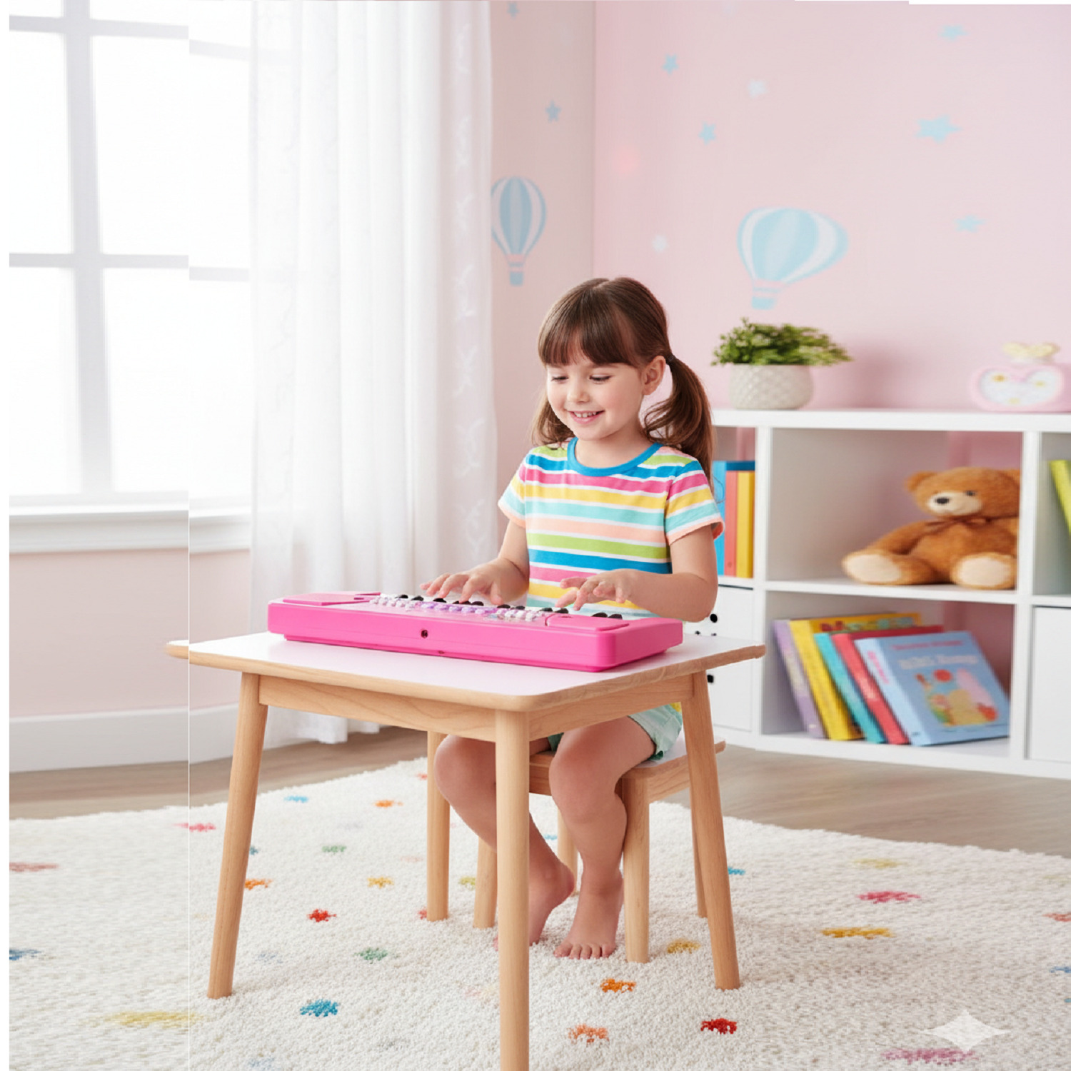 Kids Piano Keyboard with Microphone | 37 Keys Electronic Musical Toy with Rhythms, Tones & Demo Songs | Educational & Fun Keyboard for Beginners (Pink)