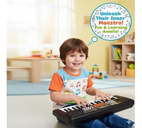 37-Key Electronic Keyboard Piano with Microphone | Portable Digital Piano for Kids & Beginners | Includes Rhythms, Tones & Learning Features | Ideal for Practice & Gifting (Black)