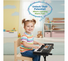 37-Key Electronic Keyboard Piano with Microphone | Portable Digital Piano for Kids & Beginners | Includes Rhythms, Tones & Learning Features | Ideal for Practice & Gifting (Black)