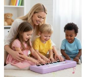 37-Key Electronic Keyboard Piano with Microphone | Portable Digital Piano for Kids & Beginners | Includes Rhythms, Tones & Learning Features | Ideal for Practice & Gifting (Purple)