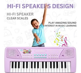 37-Key Electronic Keyboard Piano with Microphone | Portable Digital Piano for Kids & Beginners | Includes Rhythms, Tones & Learning Features | Ideal for Practice & Gifting (Purple)