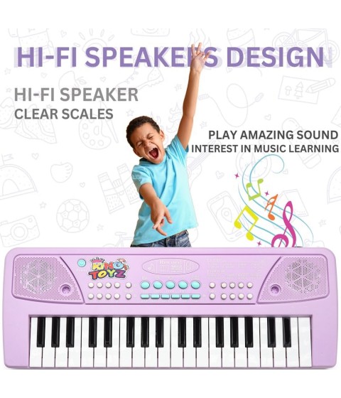 37-Key Electronic Keyboard Piano with Microphone | Portable Digital Piano for Kids & Beginners | Includes Rhythms, Tones & Learning Features | Ideal for Practice & Gifting (Purple)