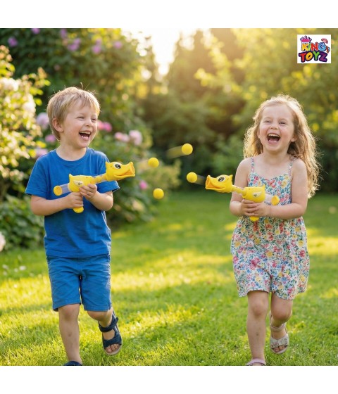 Quack Blaster Gun Air-Powered Soft Ball Shooting Toy for Kids 3+ | Indoor & Outdoor Fun Game Gift for Boys & Girls