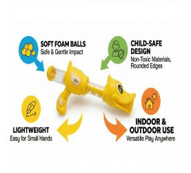Quack Blaster Gun Air-Powered Soft Ball Shooting Toy for Kids 3+ | Indoor & Outdoor Fun Game Gift for Boys & Girls