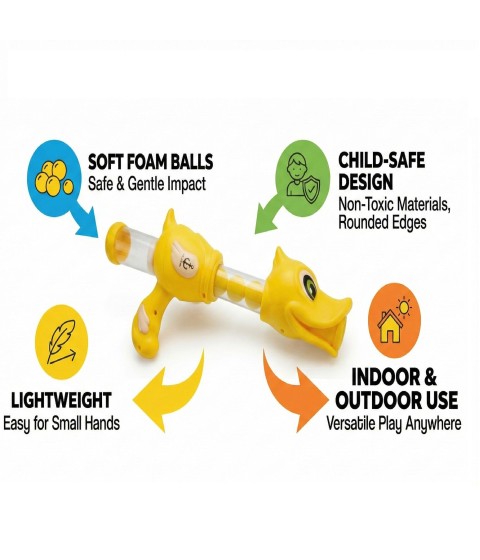 Quack Blaster Gun Air-Powered Soft Ball Shooting Toy for Kids 3+ | Indoor & Outdoor Fun Game Gift for Boys & Girls