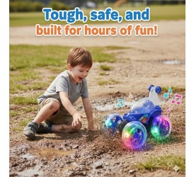 Rechargeable 5 Functions 360° Rotating & Rolling Stunt Car Toy with USB Cable & Remote Controller for Kids/Gifts/Toddlers (Color As Per Stock) 