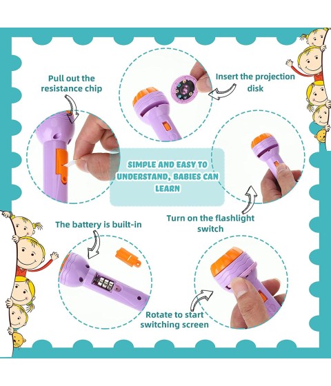 3 Slides 24 Patterns Mini Projector Torch Toy Slide Flashlight Projector Torch for Kids/Gifts/Toddlers 