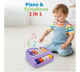 2-in-1 Piano Xylophone for Kids – 5-Key Musical Toy with Mallets