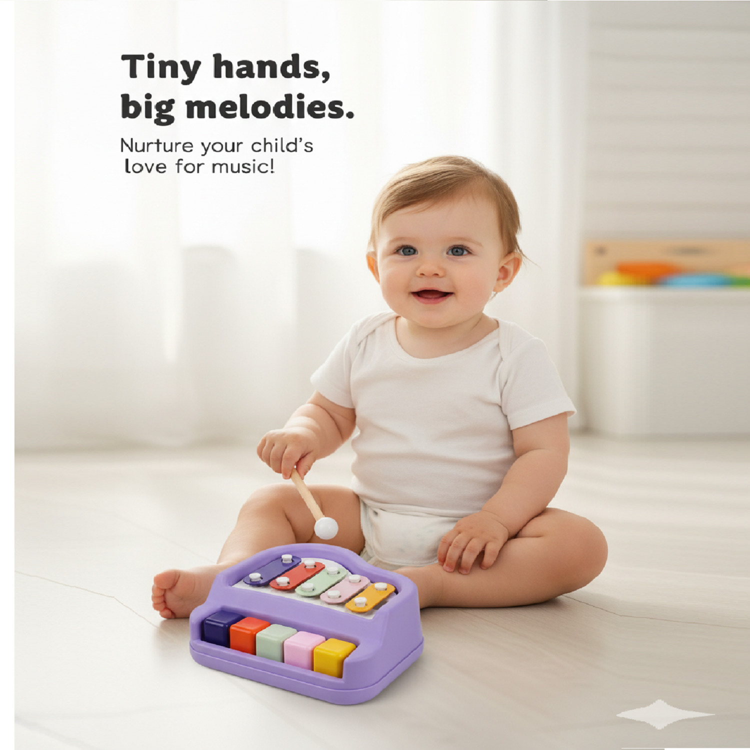 2-in-1 Piano Xylophone for Kids – 5-Key Musical Toy with Mallets