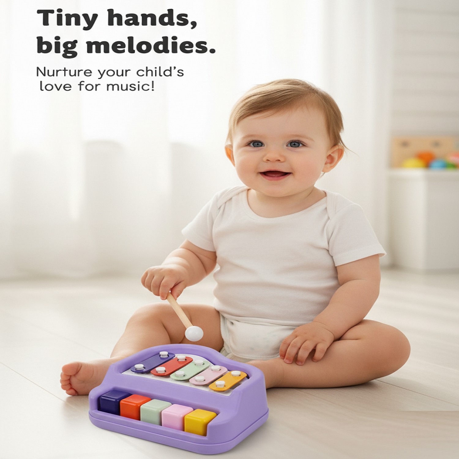 2-in-1 Piano Xylophone for Kids – 5-Key Musical Toy with Mallets