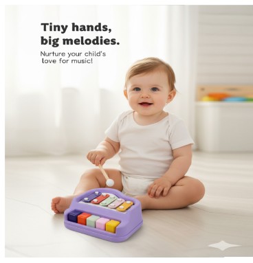 2-in-1 Piano Xylophone for Kids – 5-Key Musical To..