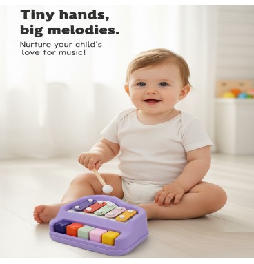 2-in-1 Piano Xylophone for Kids – 5-Key Musical To..