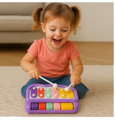 2-in-1 Piano Xylophone for Kids – 5-Key Musical To..