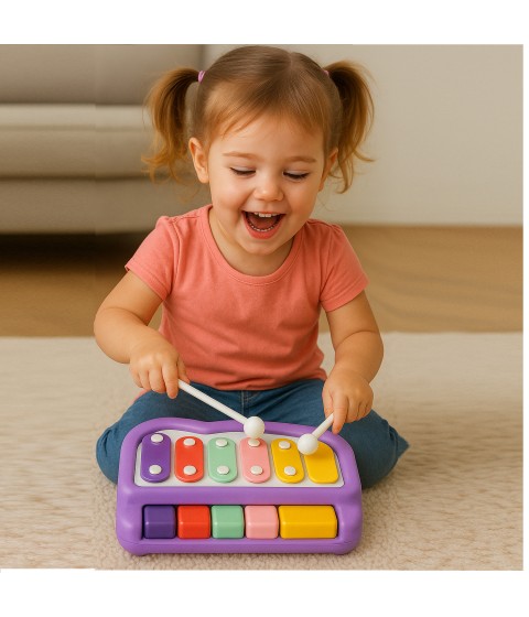 2-in-1 Piano Xylophone for Kids – 5-Key Musical Toy with Mallets